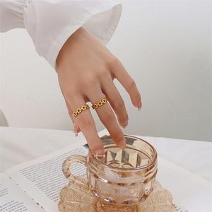 Popular Personalized Jewelry Gold Plated Stainless Steel Hollow Link Chain <b>Finger</b> <b>Rings</b> for Women - Product Image 4