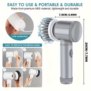<b>Electric</b> Spin <b>Scrubber</b> Cordless Spin <b>Scrubber</b> with 6 Replaceable Brush Heads <b>Electric</b> Cleaning Brush Cleaning Tools - Product Image 4