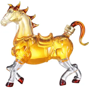 Hewan Berbentuk Botol Kaca Golden Horse Berbentuk Kaca Bening Botol Wiski Botol Kaca 1000Ml