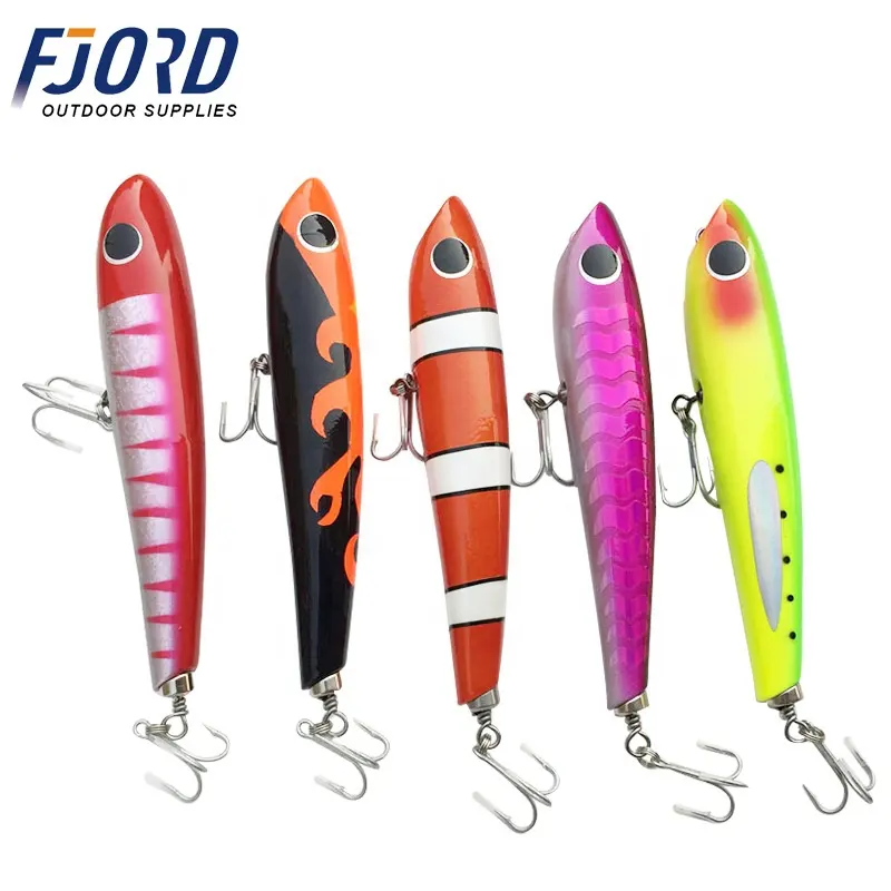 FJORD New Arrival Floating Lure 130G 215MM Big Wood Pencils Baits Trolling Lures with VMC Hook