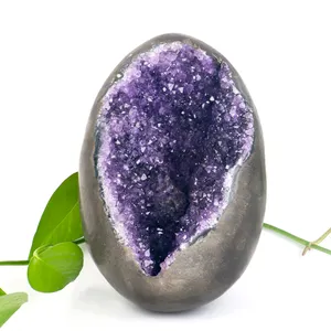 New Arrival Healing Stones Crystal Crafts Fengshui Uruguay Amethyst Cluster Geode Dinosaur Eggs Crystal Agate Eggs