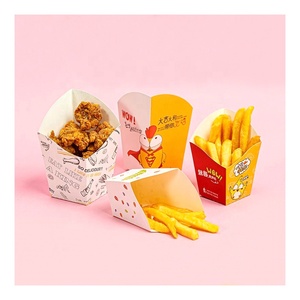 Takeway French Fry Popcorn <span class=keywords><strong>Chips</strong></span> Nouilles Alimentaire Gobelet En Papier Logo Personnalisé Imprimé Pliable Carré Frites Tasses - Product Image 1
