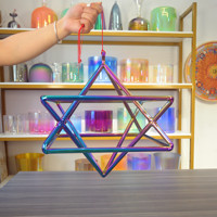 Pyramides de cristal de quartz pur Merkaba pour bain sonore HF, hexagramme sacré alchimique, titane, méditation, quartz Merkaba