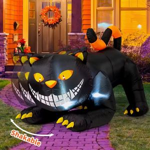 Gato Negro Inflable de PVC de 6 Pies con Cabeza Móvil, Decoración de Halloween con Luces LED, Liquidación - Product Image 1