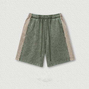 Novedades de Verano, Pantalones Cortos de Algodón 100% de 370 Gramos con Bloques de Color y Lavado Ácido para Hombre, Venta al Por Mayor Personalizada - Product Image 6