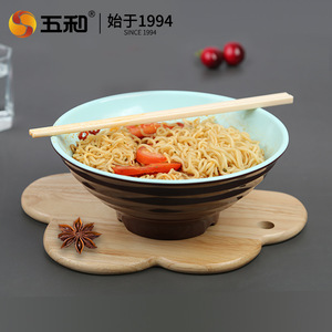 Wuhe A5 Melamine Noodle Bowl Set Two Color Drop Resistant Household Instant Noodle Bowl Three Piece Modern Design - Product Image 2