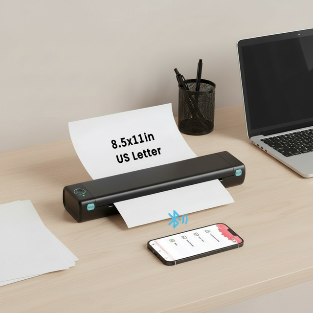 Phomemo M08F A4 Portable Printer, Wireless Inkless Thermal Printer for Mobile Travel, Tattoo Transfer & Home Office, Bluetooth