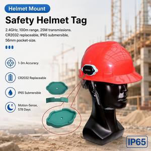 หมวกนิรภัย2.4GHz บางพิเศษ10mm 100M 25M TX เซ็นเซอร์ตรวจจับการเคลื่อนไหวแบบ IP65สำหรับการติดตามทรัพย์สินของบุคลากร - Product Image 1