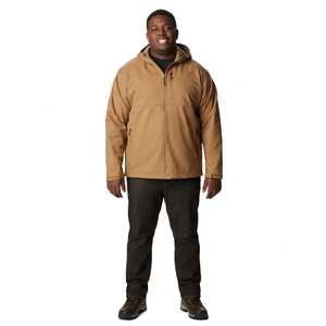 Custom <b>Men</b> Sports <b>Canvas</b> Softshell <b>Jackets</b> Outdoor Camping Coats Thermal Waterproof Vintage Breathable Linen Lining Hood - Product Image 1