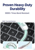 Câble tressé C vers C 60W PD à dégradé de couleurs, charge rapide PD3.0, transfert de données 480 Mbps, compatible CarPlay, plusieurs couleurs