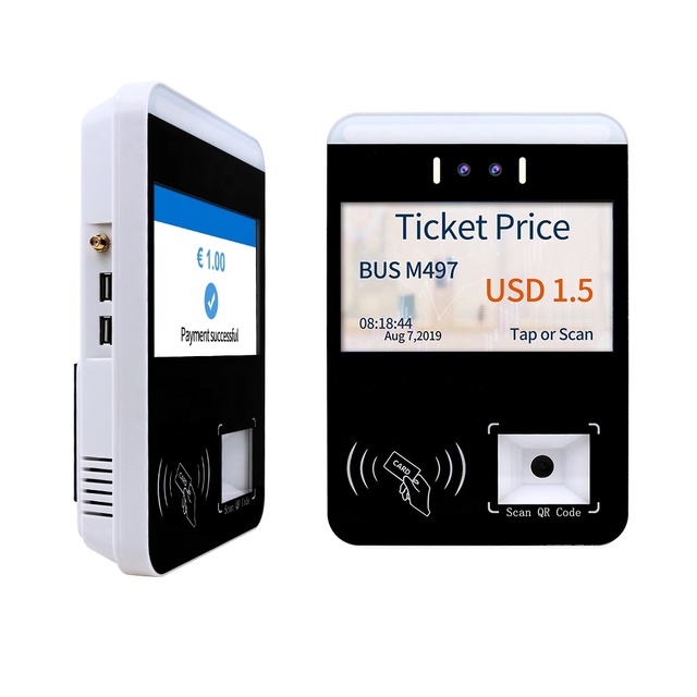 13.56Mhz NFC Bus Ticket Validator and Barcode Scanning QR Payment Face Recognition Payment 7 Inch Display Bus Validator