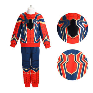 Attire Gold Trim Fit Toddler Spider <strong>Man</strong> New Suit Costume Set Red-Blue Print for Festival Celebrations - Product Image 3