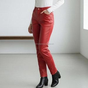 Custom Slim Leg Leather Pants for Women Parties Bottoms <strong>Trousers</strong> <strong>Ladies</strong> - Product Image 2