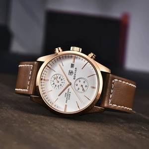 Montre sport à quartz Benyar BY5187, luxe, étanche 100 m, chronographe, bracelet en cuir, montre tendance pour homme - Product Image 4
