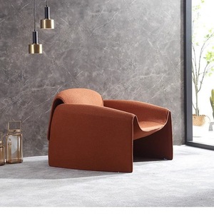Sillón Minimalista de Lujo con Forma de Cangrejo, Tapizado en Tela Naranja, Sofá Individual para Sala de Estar, Dormitorio o Balcón - Product Image 3