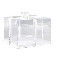 Boîtes à gâteaux d'anniversaire carrées transparentes épaissies, tailles de 4 à 14 pouces ; emballage simple et double couche