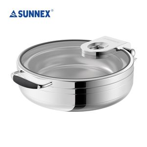 Sunnex Élégant Rond 36CM Réchaud 304 Acier Inoxydable Hôtel Buffet Chauffe-Plats 6.8L Service Alimentaire Buffetware - Product Image 1