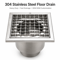 Siphon de sol carré en acier inoxydable 304, anti-odeur, avec grille à joint profond, surface brossée, garantie 2 ans pour cuisine commerciale et salle de bain