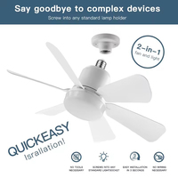 Vente en gros 16.5 "petits ventilateurs de plafond avec lumières, 3 couleurs à intensité variable et 3 vitesses ampoule ventilateur à visser dans le ventilateur de plafond pour bureau à domicile