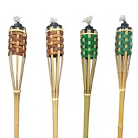 Torche à huile Tiki en bambou écologique haute pour usage extérieur, idéale pour Noël, Pâques et anniversaires