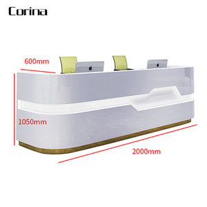 Comptoir de réception de luxe en pierre artificielle avec éclairage LED pour hôtel, salon de beauté, salon de coiffure - Product Image 3