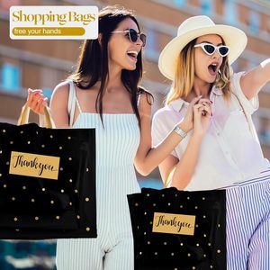 Bolsas de Plástico Negras con Puntos Dorados YC, Bolsas de Compras de LDPE con Asas Suaves Personalizadas para Empaque de Ropa de Boutique - Product Image 4