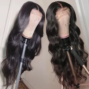 Tidak Diproses Rambut Manusia Peru Murni Basah dan Bergelombang Campuran Murah Wig Renda Depan Parrucche Pria Hitam