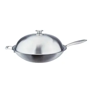 Cooklover Stir Fry Pans 14 Inch 316 Stainless Steel Nonstick Wok For Restaurant Use