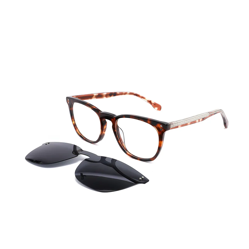 Tầm Nhìn Trong Suốt Trung Quốc Acetate Buffalo Horn Clip-On Kính Khung