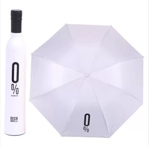 Parapluie pliant en trois sections, personnalisé, multicolore, en forme de bouteille de vin, protection UV50+, design Wabi-Sabi, avec poignée métallique, vente en gros - Product Image 1