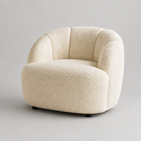 Fauteuil d'appoint Boucle Barrel, chaise individuelle rembourrée avec dossier incurvé enveloppant pour salon, chambre ou coin.