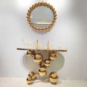 Consolle Xuanzhen Moderna di Lusso con Piano in Pietra Sinterizzata e Struttura Dorata, Tavolo d'Ingresso per Villa, Soggiorno e Corridoio - Product Image 5