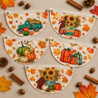 Drapeau suspendu demi-rond pour Thanksgiving, en tissu polyester pongé, décoration pour fête à domicile, 45x90cm 60x120cm, panneau décoratif mural
