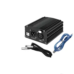 Adaptor daya Phantom 48V kabel XLR, untuk mikrofon kondensor Studio, daya Phantom untuk BM 800, mikrofon kondensor