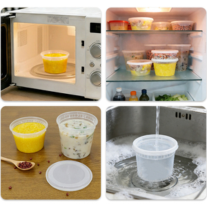 Contenitori Rotondi Monouso per Zuppa 350-900ml, Ciotole in PP Rinforzato Sigillate e Antisgocciolamento, Contenitori da Asporto per Dessert, Zuppe e Porridge - Product Image 4