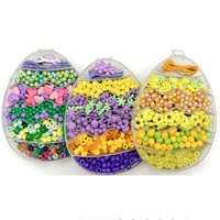 Kit de perles DIY en forme d'œuf de Pâques, ensemble de perles colorées en forme de poney avec fil pour la fabrication de bracelets et de bijoux pour enfants, cadeau artisanal