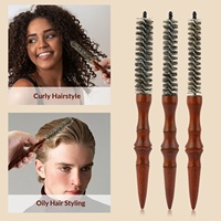 Peigne à rouleaux en bois pour coiffure, avec queue pointue pour la séparation des mèches, manche en bambou, brosse à boucler
