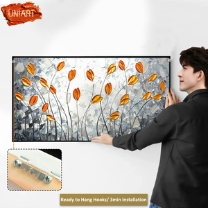 UNIART-Lienzo <span class=keywords><strong>de</strong></span> flores abstractas modernas, pintura al óleo personalizada <span class=keywords><strong>de</strong></span> gran tamaño, cuchillo con textura, pintura al óleo hecha a mano, <span class=keywords><strong>arte</strong></span> <span class=keywords><strong>de</strong></span> pared - Product Image 2