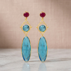 Pendientes Colgantes de Plata Hechos a Mano con Piedras Preciosas, Bañados en Oro, Estilo Étnico Bohemio, para Fiesta de Compromiso, Pendientes de Moda - Product Image 2