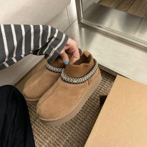 Botas de nieve de invierno con forro de piel grueso, cálidas y cómodas, con estilo étnico y efecto de aumento de altura, hechas de lana, zapatos para mujer - Product Image 4