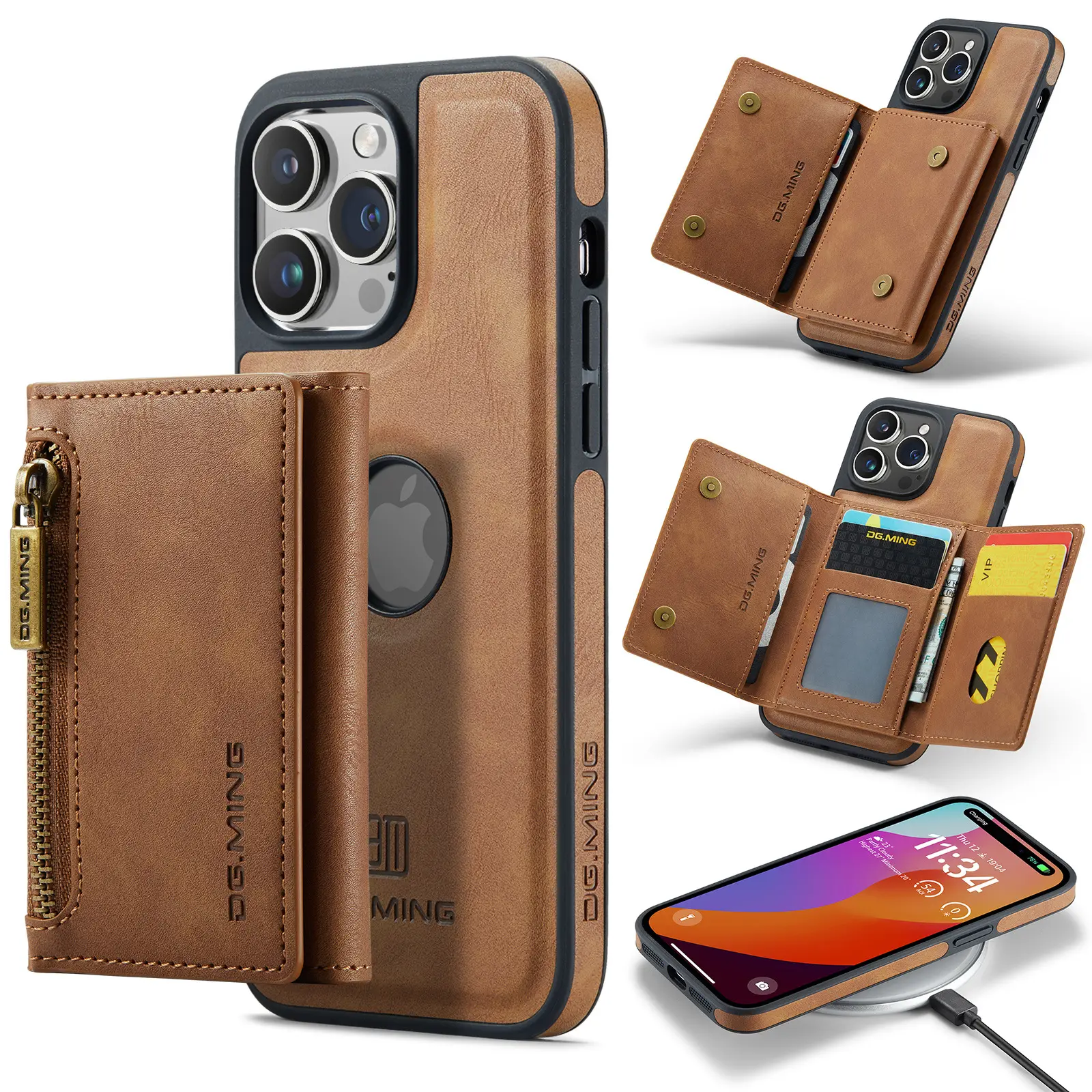 Luxury Shockproof Leather Phone Case For iPhone 15 14 13 12 11 Pro Max Wallet Card Magnetic Shell Back Funda Cover Coque