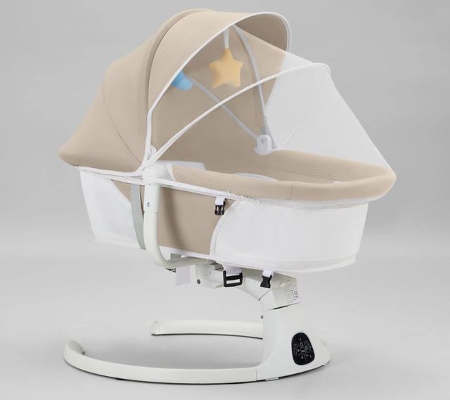 2025 New Launch Electric Baby Sleeper Rocker with Music Remote Control Infant Crib Swing with Canopy Baby Appliances
