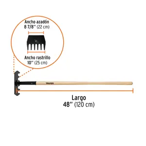 Rastrillo Truper McLeod con mango de madera de 48 'para cuidado de jardines y paisajismo - Product Image 2