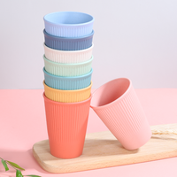 Ensemble de gobelets à boire 350ml biodégradables et réutilisables écologiques Porte-brosse à dents durable et paille de blé pour le camping