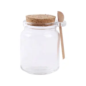 100毫升 200毫升身体磨砂罐蜂蜜玻璃瓶小瓶香料罐与软木盖和木勺