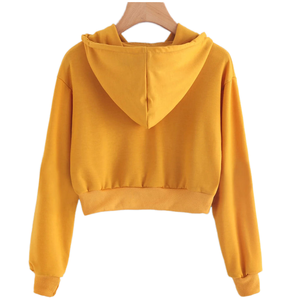 Sudadera deportiva informal de punto unisex, extragrande, con cuello redondo, antiencogimiento, de verano, personalizada, lisa, a la moda, estilo crop para mujer - Product Image 1