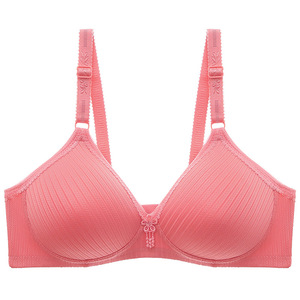 บราจับ<span class=keywords><strong>เต้า</strong></span>นมสำหรับคุณแม่ทำจากผ้าฝ้ายลายทางด้านข้างถ้วยแม่พิมพ์บางนุ่มรองรับส่วนบนของสตรีวัยกลางคนและผู้สูงอายุ - Product Image 1