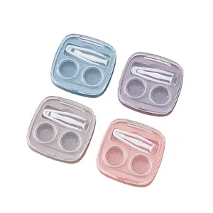 Transparente portátil logotipo personalizado contato lente caso kit doces lente cuidados caso viagem óculos lente caixa