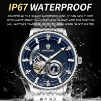 BINBOND 2026 Nuevo Modelo Original Relojes de Lujo para Hombre Correa de Acero Resistente al Agua Reloj Mecánico Luminoso para Hombre