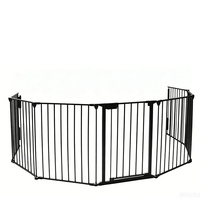 Barrera Metálica Plegable con Puerta de Apertura Bidireccional, Sistema de Doble Bloqueo, Puerta de Seguridad, Valla de Acero con Curvatura de 270 Grados para Escaleras